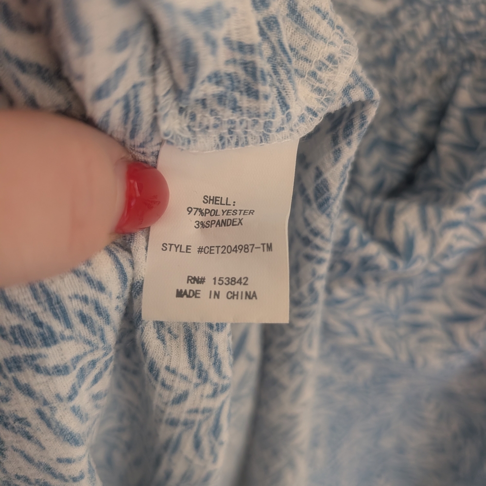MELLODAY Blue Leaf Print Top - Picture 5 of 8